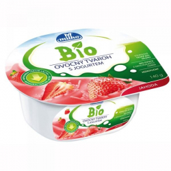 Organic fruit curd yogurt with strawberry Milko