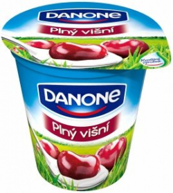 Danone yogurt full of cherries